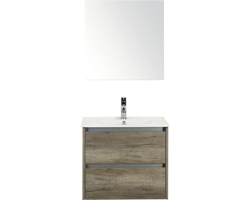 Kúpeľňový nábytkový set Dante 60 cm s keramickým umývadlom Model 1 dub Nebraska zrkadlová skrinka