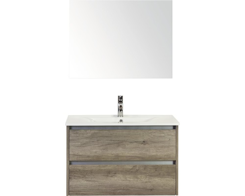 Kúpeľňový nábytkový set Dante 80 cm s keramickým umývadlom Model 1 a zrkadlom dub Nebraska