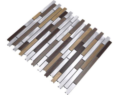 Mozaiková rohož s hliníkovým, dreveným a kovovým efektom