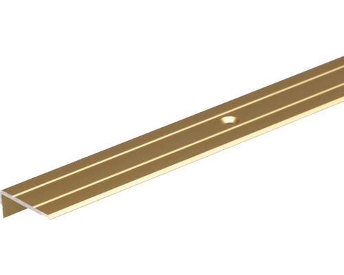 Profil schodový alu zlatý elox 24,5x20x1,5 mm 1 m Hliníkový profil hrany schodu s montážnym otvorom