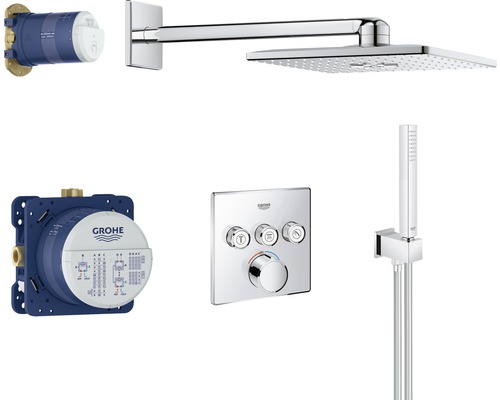 Podomietkový sprchový systém GROHE Rainshower SmartControl System chróm 34712000 Sprchový systém s hlavovou sprchou, ručnou sprchou, termostatom a podomietkovou inštaláciou