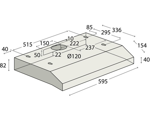 Technický nákres odsávača pár s rozmermi