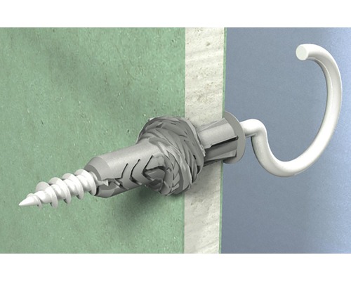 Hmoždinka so skrutkovacím hákom v stene