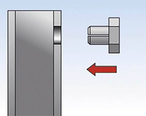 Znázornenie skrutkového spoja s červenou šípkou