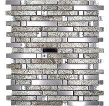 Sklenená mozaika s kovom Crystal XCM GV908 29,8x33,8 cm strieborná-thumb-0