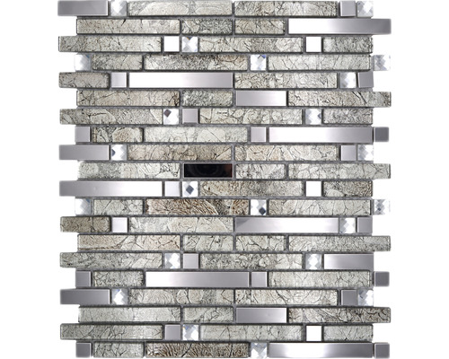 Sklenená mozaika s kovom Crystal XCM GV908 29,8x33,8 cm strieborná-0