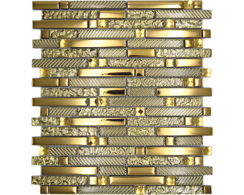 Sklenená mozaika s kovom Crystal XCM GV918 29,8x33,8 cm zlatá