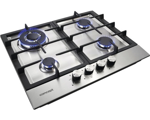 Nerezová plynová varná doska so štyrmi horákmi a logom Concept