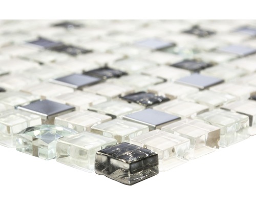 Mozaikové dlaždice zo skla a kovu, štvorcové