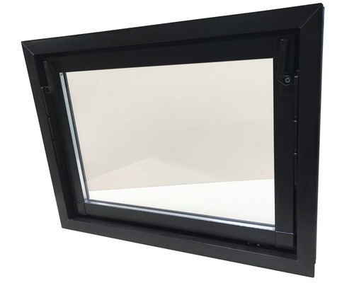 Sklopné pivničné okno plast hnedé 600x400 mm s jednovrstvovým sklom Otočné okno s čiernym rámom