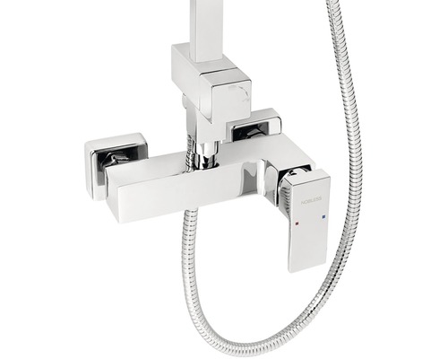 Nástenná sprchová batéria z kovu so sprchovou hadicou