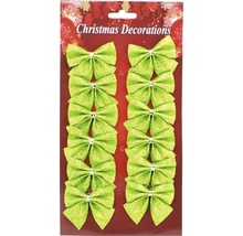 Balenie dvanástich trblietavých svetlozelených mašlí na vianočné ozdoby