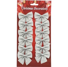 Balenie dvanástich strieborných mašlí na vianočné ozdoby