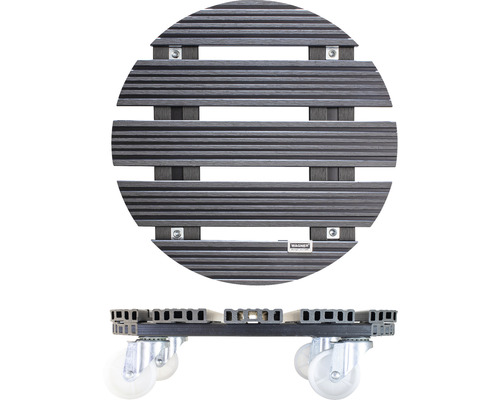 Okrúhly vozík na kvetináče z dreva s kolieskami