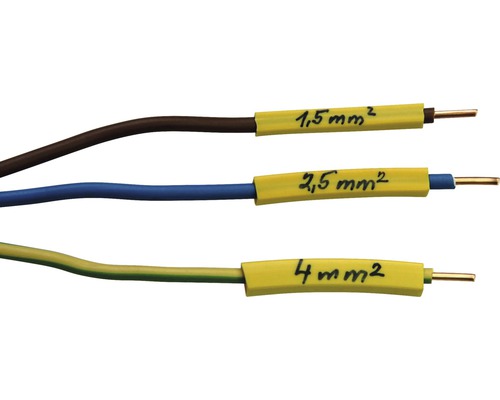 Elektrické káble s údajmi o veľkosti 1,5 mm², 2,5 mm² a 4 mm²