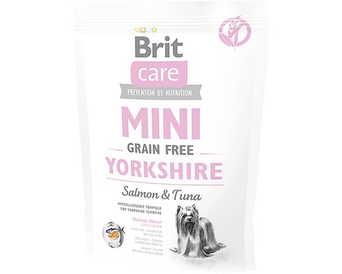 Brit Care Mini Yorkshire suché krmivo pre psov s lososom a tuniakom v balení