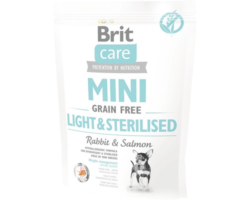 Brit Care Mini Grain Free Light and Sterilised krmivo pre psov s králikom a lososom