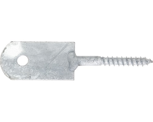 Držiak plotového poľa spona na naskrutkovanie 120x30 mm závit do dreva žiarom pozinkovaný Kovová skrutka s okom