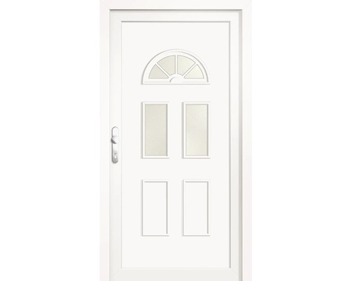 Biele vchodové dvere so sklenenými výplňami