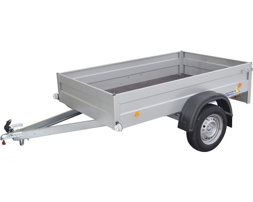 Jednoosový príves s kovovým rámom a ložnou plochou