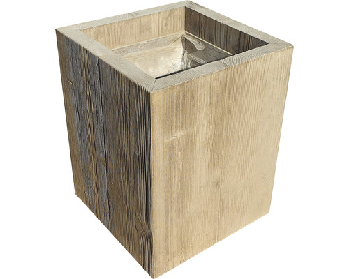 Kvetináč betónový Bark 1 45 x 45 x 60 cm hnedý Štvorcový kvetináč s drevenou štruktúrou
