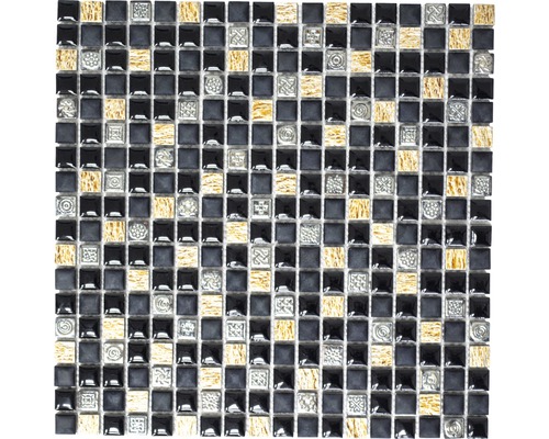Mozaika z prírodného kameňa XRS S3K čierna/meď 30 x 30 cm