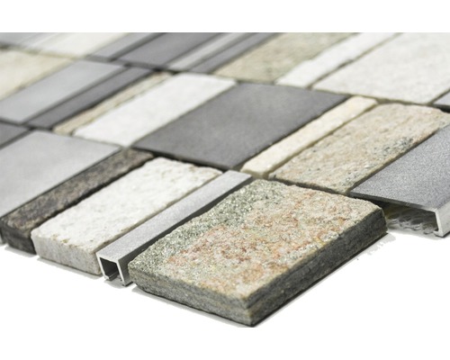 Mozaiková dlaždica z kamenných a hliníkových materiálov