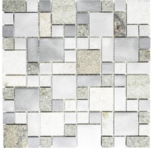 Mozaika z prírodného kameňa a kovu XSA 525 strieborná 30 x 30 cm-thumb-0