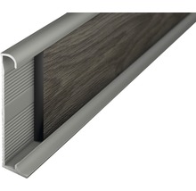 Soklová lišta s dreveným dekorom a hliníkovým profilom