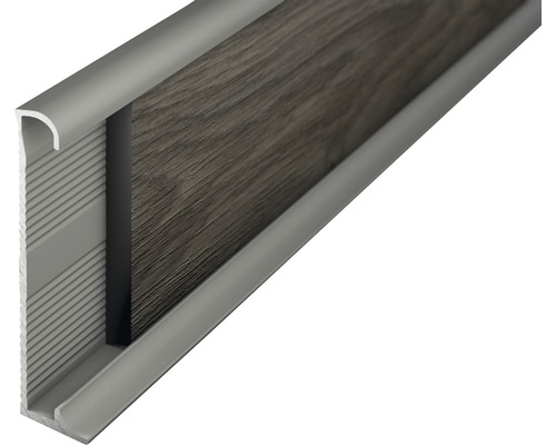 Alu soklová lišta 60mm/2,7m titan bez dierovania Soklová lišta s dreveným dekorom a hliníkovým profilom