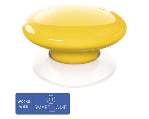 Smart bezdrôtové tlačidlo Fibaro žlto/biele - kompatibilné so SMART HOME by hornbach Žltý nábytkový gombík s logom Smart Home by Hornbach