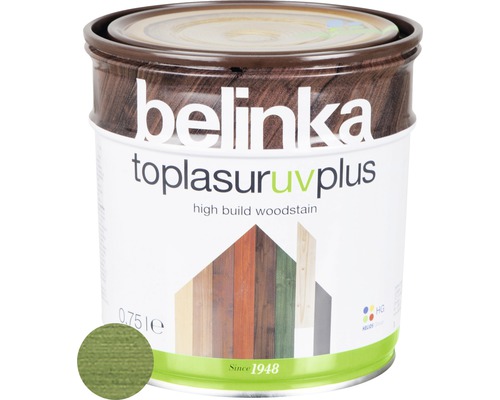 Silnovrstvá lazúra na drevo Belinka Toplasur zelená 0,75 l Belinka Toplasur UV Plus lazúra na drevo 0,75 litrová dóza