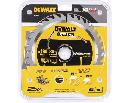 Pílový kotúč DeWalt Extreme, priemer 190 milimetrov, 36 zubov