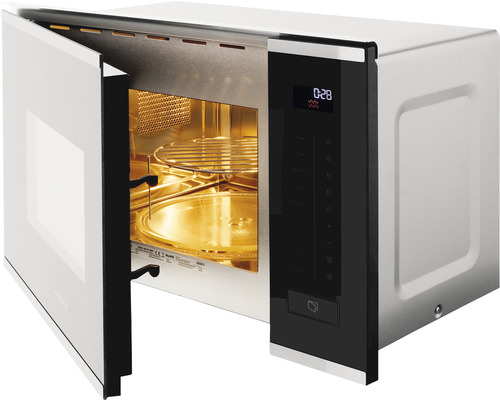 Otvorená mikrovlnná rúra s otočným tanierom a grilovacou mriežkou