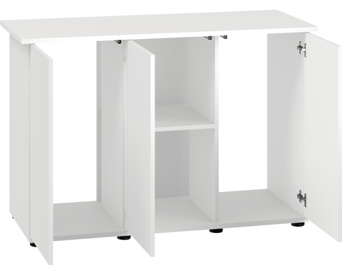 Biela skrinka na akvárium s tromi dvierkami a jednou policou