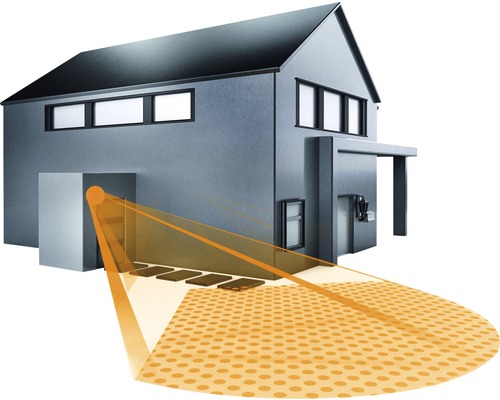 Dom s pohybovým senzorom a osvetlenou oblasťou