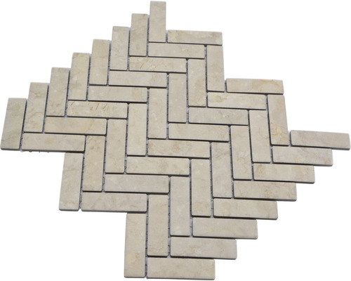 Mozaiková dlaždica z prírodného kameňa s motívom rybej kosti