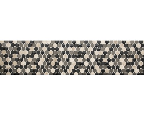 Mozaiková dlaždica so šesťuholníkovým vzorom vo vzhľade dreva a sivej farby