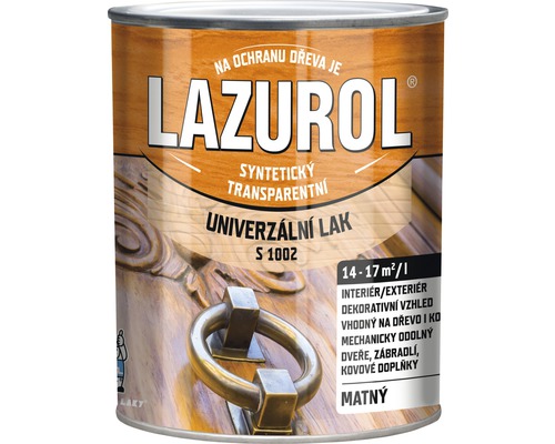 Lak na drevo Lazurol S1002 matný bezfarebný 0,75 l LAZUROL Univerzálny lak, vhodný do interiéru aj exteriéru