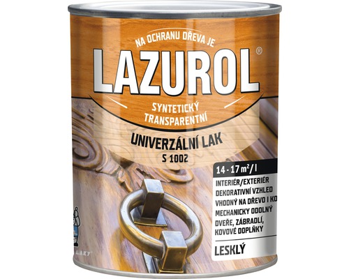 Lak na drevo Lazurol S1002 lesklý bezfarebný 0,75 l Lazurol univerzálny lak na drevo, syntetický, transparentný