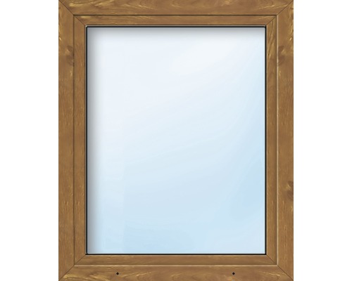 Plastové okno jednokrídlové ESG ARON Basic biele/zlatý dub 750 x 1650 mm DIN ľavé