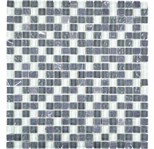 Sklenená mozaika s prírodným kameňom XCM M810 30,5x32,5 cm šedá/čierna-thumb-0