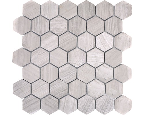 Mozaika z prírodného kameňa MOS HXN 2012 hexagon, sivá 29,8 x 30,5 cm
