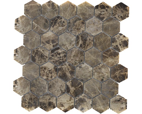 Mozaika z prírodného kameňa MOS HXN 2909 hexagon, hnedá 29,8 x 30,5 cm