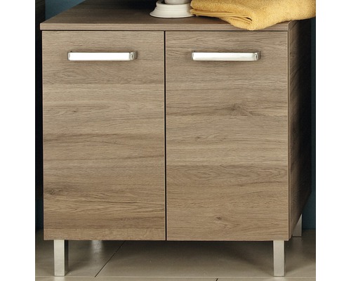 Skrinka pod umývadlo s dvomi dvierkami a kovovými úchytkami