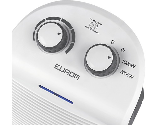 Detailný záber ohrievača Eurom s otočnými gombíkmi na nastavenie teploty