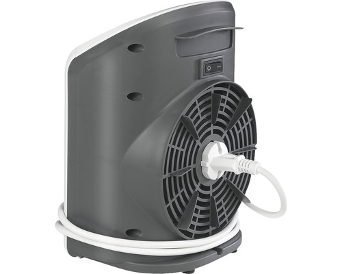 Pohľad zozadu na ohrievač s vypínačom a navíjaním kábla