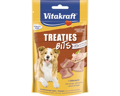Maškrta pre psov Vitakraft Treaties Bits s kúskami pečene 120 g Vitakraft Treaties Bits pečeňová klobása maškrta pre psov