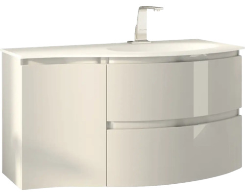 Skrinka pod umývadlo s umývadlom a batériou, s jednými dvierkami a dvoma zásuvkami