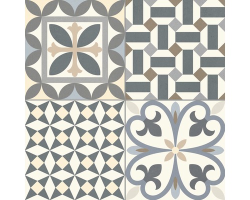 Dlaždice s rôznymi geometrickými a kvetinovými vzormi